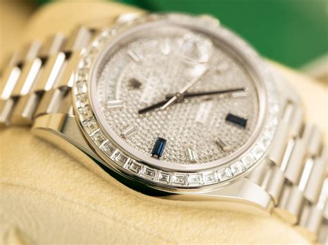 rolex day date platinum baguette.